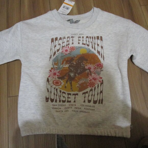 NWT Adorable Cozy Lucky Brand Girls Desert Flower Sweatshirt size 7 grey/beige - Picture 10 of 17